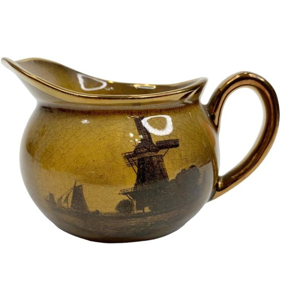 Vintage Ridgways Royal Vistas Ware 3" Creamer Windmill Landscape Brown - Picture 1 of 10